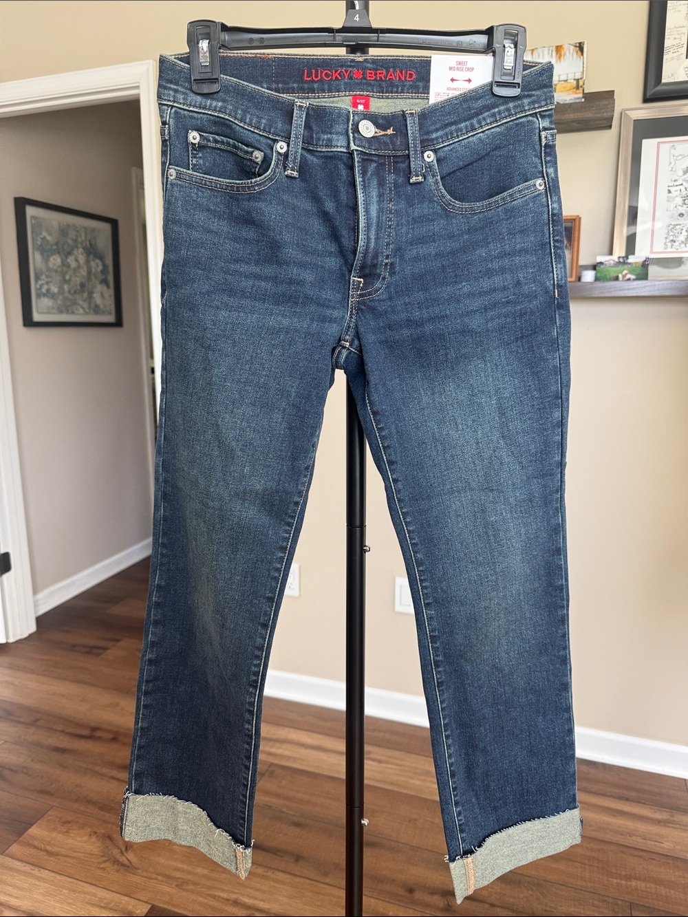 Lucky Brand Women’s Sweet Mid Rise Crop Dark Wash Jeans